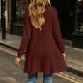 thumbnail image 5 of Idoravan womens cardigan sweaters with pockets Women Solid Color Long Sleeves Knit Cardigan Loose Curved Placket Tops, 5 of 6