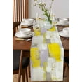 thumbnail image 4 of nqOlkjepod Yellow Table Runner 60 Inches Long Farmhouse Dress Scarves, Modern Geometric Grey Oil Painting Abstract Dining Tablerunner for Coffee Table/Kitchen Island/Party Décor, 13" x 60", 4 of 8