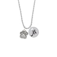 thumbnail image 2 of Delight Jewelry Silvertone Large Paw Silvertone Script Initial Disc - M - Charm Necklace, 20"+3", 2 of 4