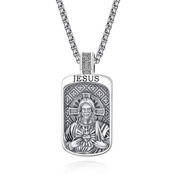 TANGPOET 925 Sterling Silver Jesus Necklace For Men