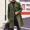 thumbnail image 4 of Mrmaere Men's Long Peacoat Double-Breasted Wide-Lapel Warm Stylish Outerwear for Daily & Formal Army Green L, 4 of 5