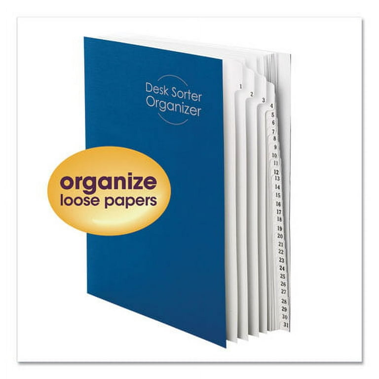 Deluxe Expandable Indexed Desk File/Sorter, 31 Dividers, Date Index, Letter Size, Dark Blue Cover Deluxe Expandable Indexed Desk File/Sorter, 31 Dividers, Date Index, Letter Size, Dark Blue Cover