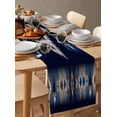 thumbnail image 6 of Ldtrchee Navy Blue Grey Boho Table Runner 48 Inches, Ethnic Geometric Southwestern Retro Bed Runner Dresser Scarves Tabletop for Indoor Outdoor Parties/Ceremony/Banquet, 13" x 48", 6 of 8