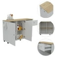 thumbnail image 3 of White And Pine Kitchen Island With 2 Drawers, Shelves - Mobility For Practical Home Space Modern Shelves, Efficiency, 3 of 3