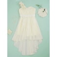 thumbnail image 5 of inhzoy Girls One Shoulder Flowers Chiffon Wedding Bridesmaid High Low Dress Champagne 14, 5 of 9