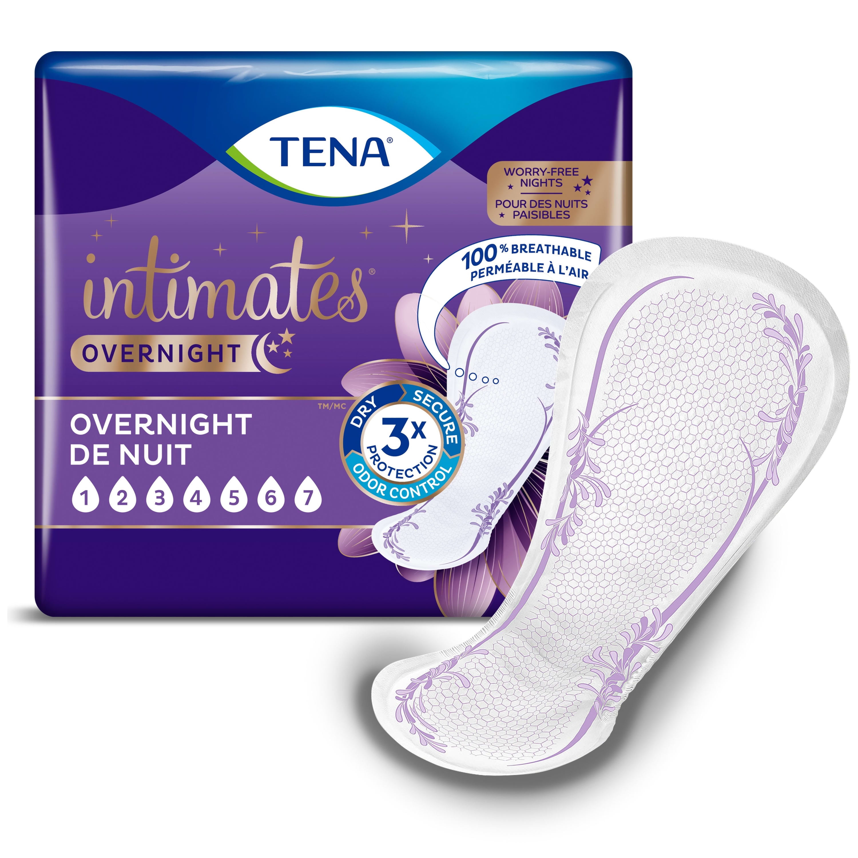 Tena Intimates Extra Coverage Overnight Incontinence Pads For Women, 28 ct  - Baker's