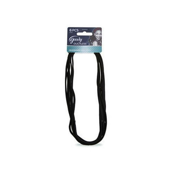 Goody Styling Essentials Ouchless Headwrap, Thin Black, 6 Count (2-Pack)