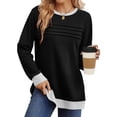 thumbnail image 3 of UVN Sweatshirts for Women Casual Long Sleeve Shirts Loose Fit Pleated Front Crewneck Tunic Tops, 3 of 9