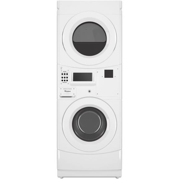 WHIRLPOOL CGT9100GQ Commercial Gas Stack Washer/Dryer, Card Reader-Ready White