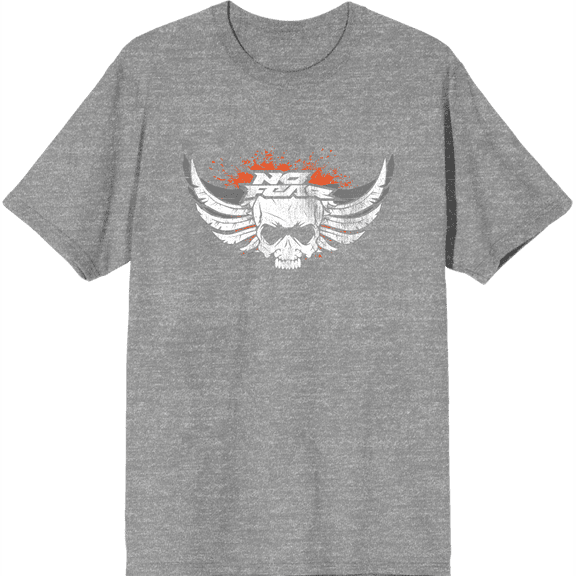 No Fear Skull With Wings Logo Adult Heather Gray Crew Neck Short Sleeve Tee-Medium