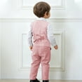 thumbnail image 5 of HAOTAGS Toddler Boys 3-Piece Dress Suit Set(1-8Y), Long Sleeve Turn-Down Collar Shirt Vest Bowtie Formal Pants Outfit For School Wedding Party Pink 5-6Years, 5 of 9