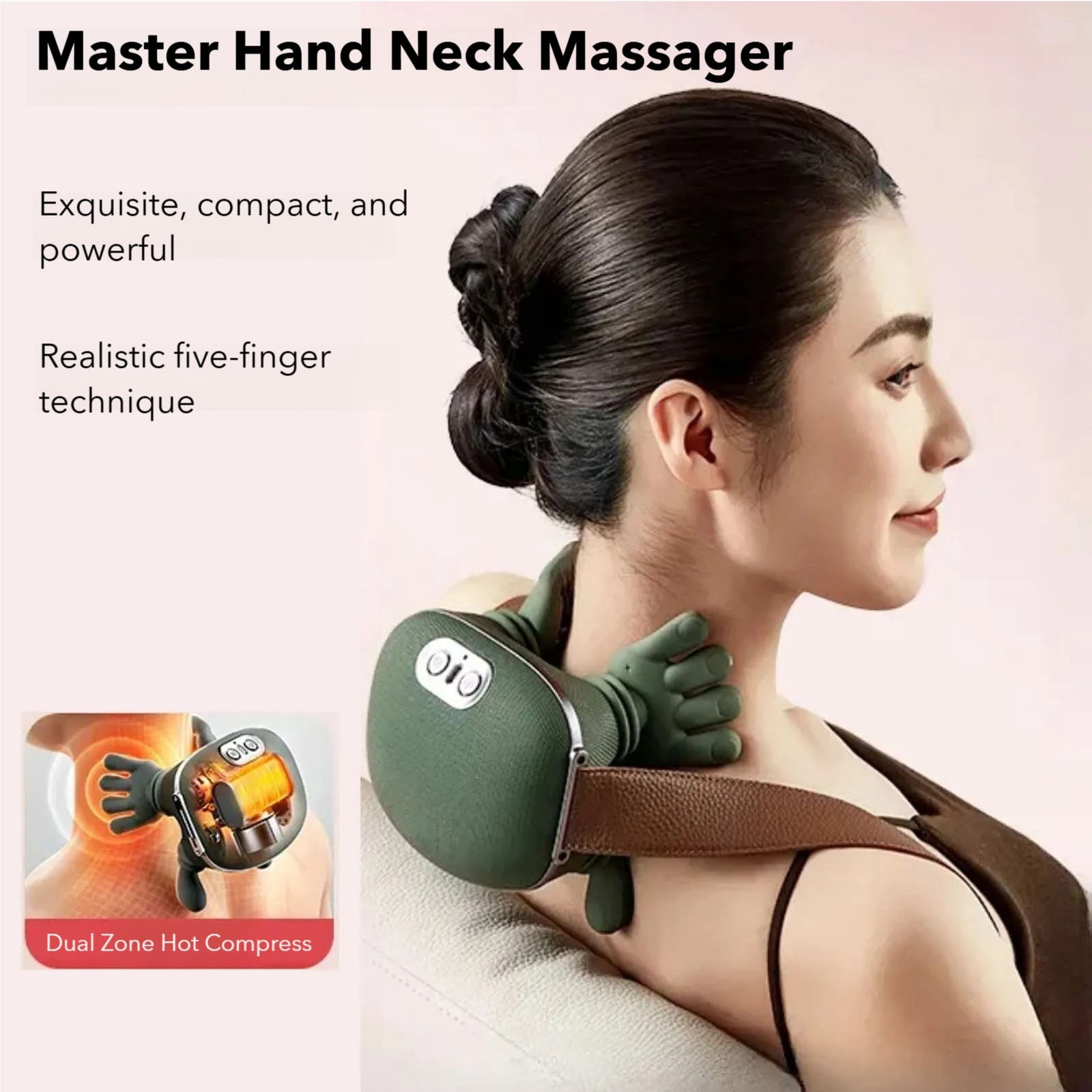 Deepease Massager, Neck and Back with Heat, Cordless Deep Tissue Shiatsu Shoulder Massager, Hands-Free Ergonomic Design, 3 Speeds, Portable Rechargeable for Home, Office & Travel