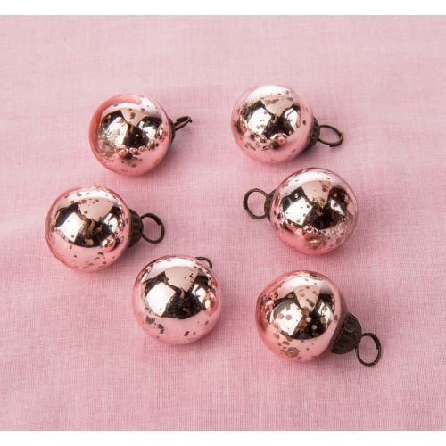 Baby's 1st Christmas shabby Chic MINI Ball Pink Ornaments 1.5" Set of 9 