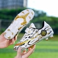 thumbnail image 2 of Zapatos de fútbol para niños Tacos Botas de fútbol atléticas transpirables profesionales para interiores al aire libre TF/AG-WhiteGold-34 brillar Electrónica, 2 of 5