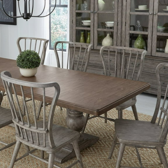 Liberty Furniture Industies, INC River Place River Place 7 Piece Trestle Table Set - Riverstone Gray & Tobacco