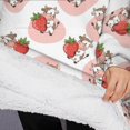thumbnail image 3 of Oversized Wearable Blanket Hoodie,White Cow Strawberry Couple Pattern Sherpa Blanket Hoodie with Super Pockets,Super Warm Fuzzy Pullover for Women & Men, 3 of 6