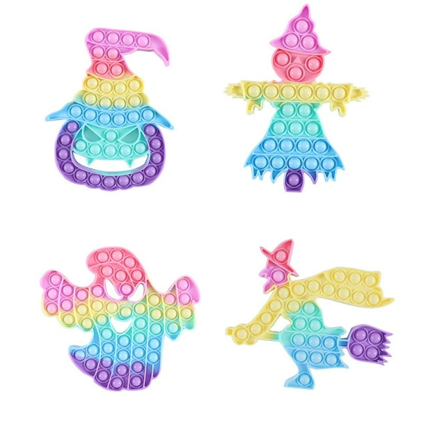 De Burbujas De Empuje Fantasma De Calabaza Arcoíris, Juguete De Descompresión De Silicona Para Halloween, Juguete De Burbujas De Extrusión Para Adultos Y Niños, 4 Uds. Yuarrent HA046696-01