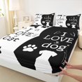 thumbnail image 3 of jejeloiu Pet Dogs Lovers Twin Sheet Sets,Kawaii Paws Twin Fitted Sheet,White Black Flat Sheet For Girl Boy,Breathable Home Decor,3pcs, 3 of 7
