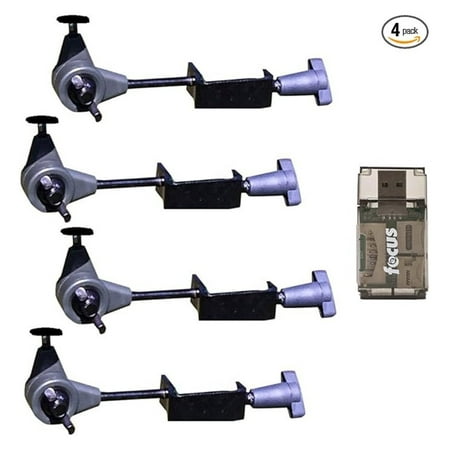 HME Products T-Post Trail Camera Holder (4-Pack) Bundle with Card Reader (5 Items)