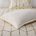 thumbnail image 3 of Ergode Comforter Set - Geometric Pattern in Metallic Gold on Ivory Backdrop - Includes Shams and Decorative Pillows - Treatment - Luxurious Microfiber - Wrinkle-Free Packaging, 3 of 4