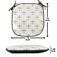 thumbnail image 5 of Fleur De Lis Chair Seating Cushion Set of 6, Repeated Abstract Floral Old Antique Royal Forms in Checkered Effect, Seat Pads for Office with Anti-slip Backing, 16"x16", Yellow and White, by Ambesonne, 5 of 7