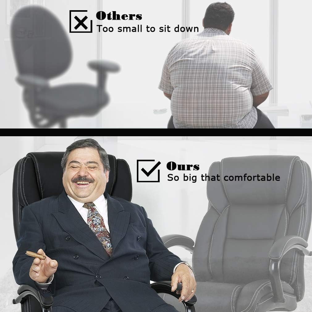 Dkelincs Big & Tall Executive Office Chair 500 lbs Capacity Heavy Duty Computer Desk Chair with Lumbar Support Armrest, Black