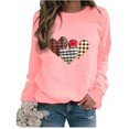 thumbnail image 3 of YOIAVAIOY Women Valentine's day Sweatshirts Couple Print Long Sleeve Crew Neck Casual Sweatshirt Winter Warm Pullover Tops Pink XXL, 3 of 5