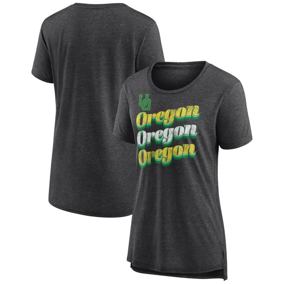 Women's Charcoal Oregon Ducks Classic Repeat Tri-Blend T-Shirt