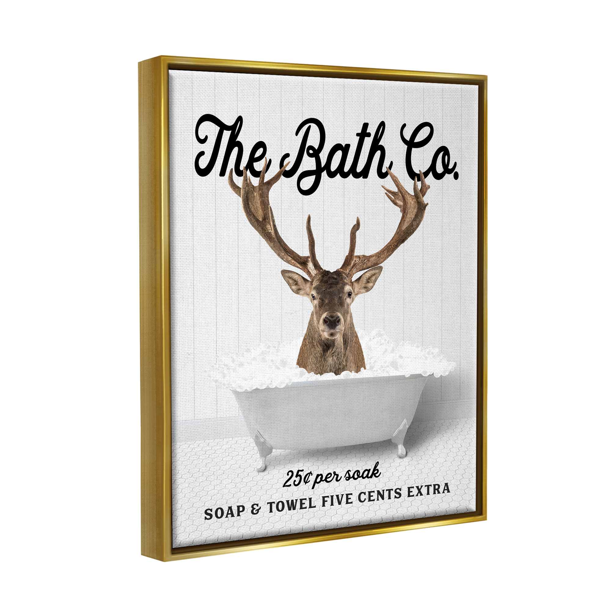 Stupell Industries Bubble Bathtub Deer Animals & Insects Painting Gold Floater Framed Art Print Wall Art, 25 x 31