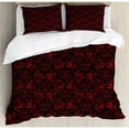 thumbnail image 3 of Ambesonne Victorian Duvet Cover Set, Vintage Curlicue Forms, Twin, Charcoal Grey and Ruby, 3 of 3