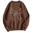 thumbnail image 1 of WEAIXIMIUNG Sweatshirts pour Femmes Fermeture Éclair Mode Décontractée Manches Longues Nœud Imprimé Col Rond Pull Sweatshirt, 1 of 3