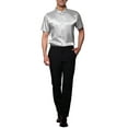 thumbnail image 2 of Lars Amadeus Satin Shirts for Men's Button Down Collared Short Sleeve Business Shirts, 2 of 6