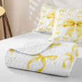 thumbnail image 4 of Erosebridal Retro Ribbon Quilt King for Girls Boys, Butterfly Knot King Coverlet Set, White Yellow, 3-Piece, 4 of 7