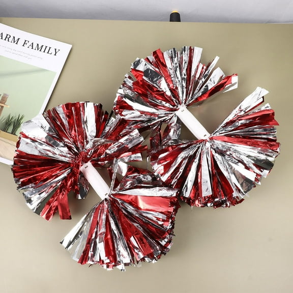 GOOHOCHY Red Cheerleader Pom Poms with Handle Made of PET for Cheering Sports Events 2 Pieces