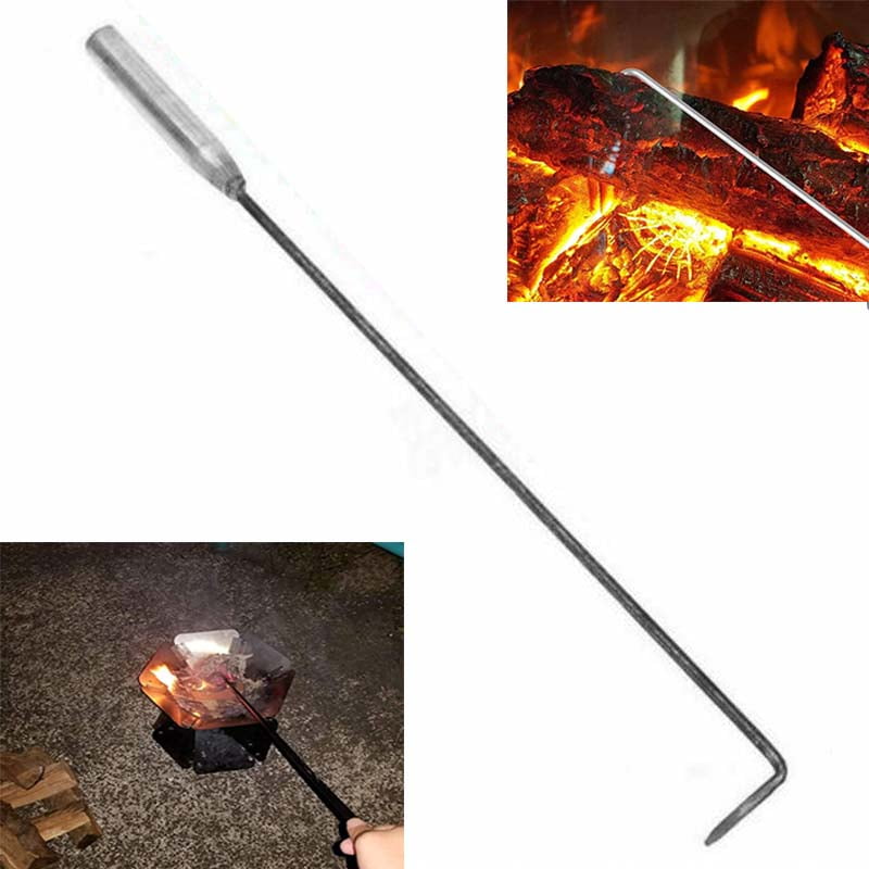 40cm Heavy Duty Steel Fireplace Poker,Outdoor Grill Replacement Parts for Fireplace, Camping, Wood Stove & Indoor Use,Silver Steel,By SYWAN