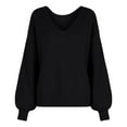 thumbnail image 4 of PMVFHDE Elegant Knit Pullover Sweater Soft Casual Long Sleeve Top With Bow Detail Comfortable Loose Fit Tunic For Everyday Wear&nbsp;Womens Tops Black,L, 4 of 4