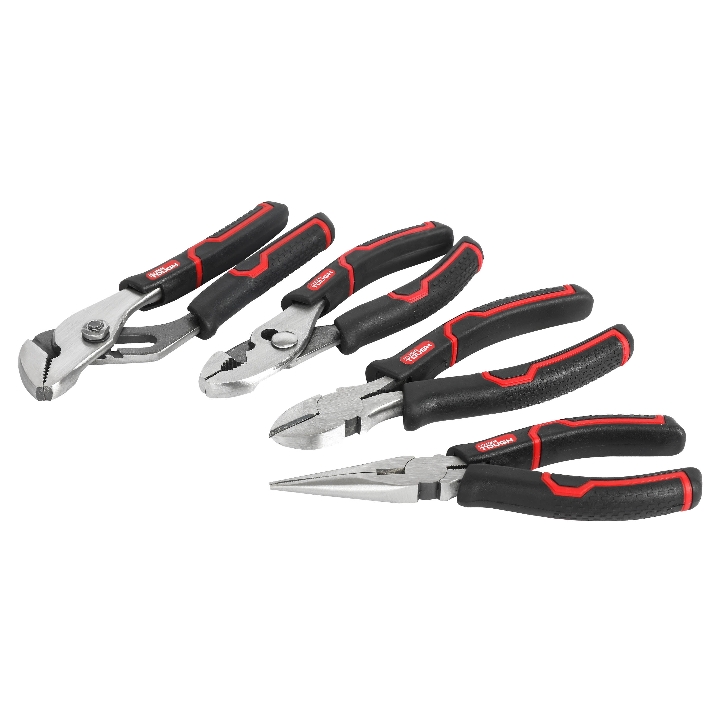 Hyper Tough 4Piece Plier Set with Ergonomic SoftGrip Handles, Model