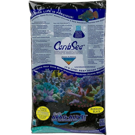 Arag-Alive Substrate, Hawaiian Black, 20 lb., May also be used in marine or African cichlid aquariums By Carib (Best Substrate For African Cichlids)