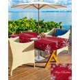 thumbnail image 4 of Red Christmas Outdoor Tablecloth - 60x84 Inch Rectangle Dining Table Cover, Xmas Snowflake Merry Christmas Waterproof Outdoor Table Cloth with Umbrella Hole & Zipper for Picnic/Patio/Party, 4 of 5