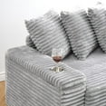 thumbnail image 4 of 114" Corduroy Sofa with Cup Holders & Storage, L Shaped Sleeper Cloud Couch Set w/Reversible Chaise Lounge, Living Room Oversized Upholstered SofaBed for Apartment, Easy Assembly, Gray, 4 of 7
