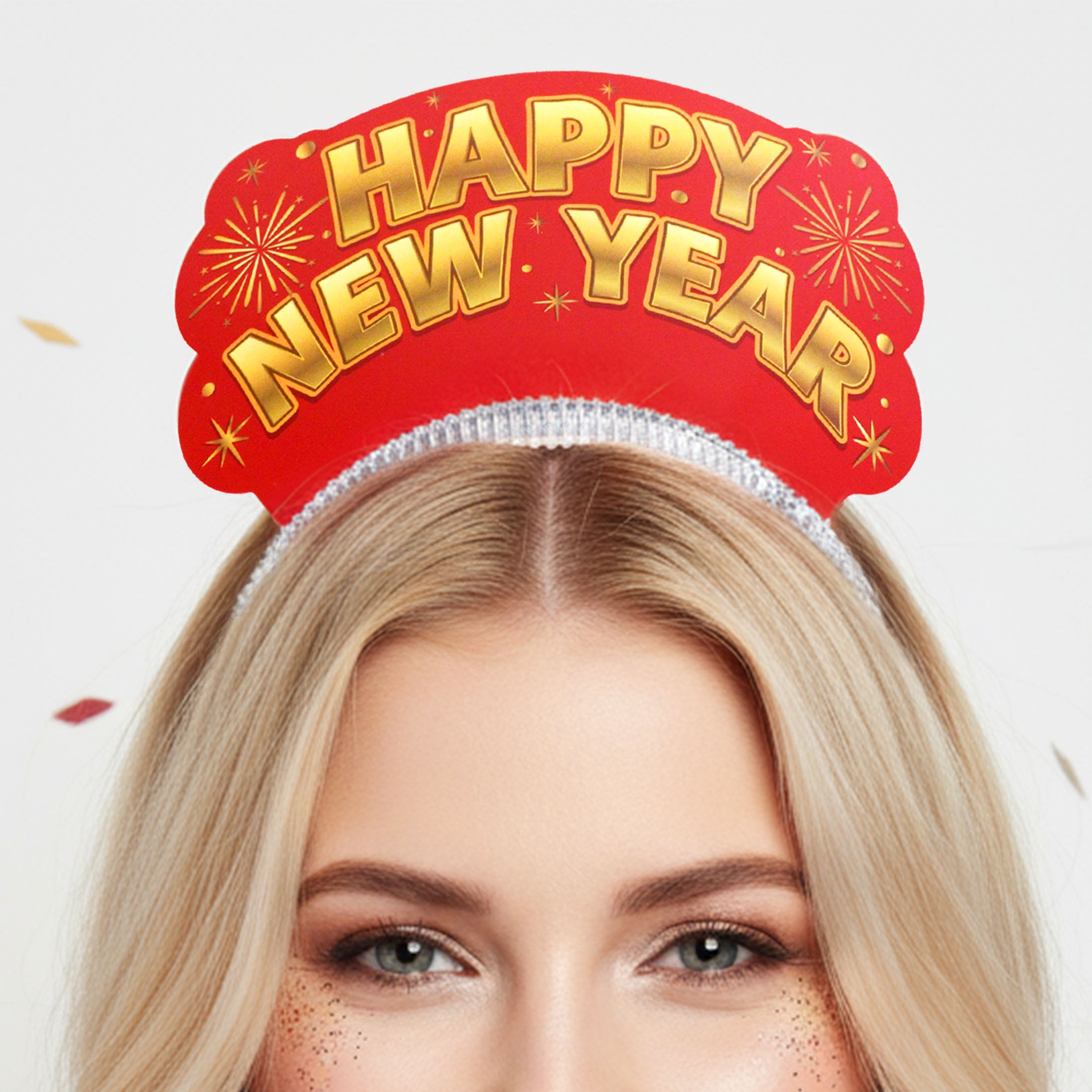 Serre-tête diadème rouge du Nouvel An avec inscription « Bonne année », 2 pièces, décorations festives, une façon originale de célébrer avec style, adulte