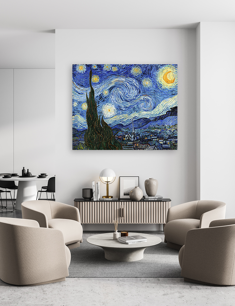 DECORARTS Starry Night by Vincent Van Gogh Art Reproduction. Giclee  Prints Acid Free Cotton Canvas Wall Art for Home Decor W 40