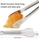 thumbnail image 2 of Pinzas de cocina, pinzas multifunción de acero inoxidable para alimentos para panadería, barbacoa, cocina, juego de cocina, pinzas plateadas (3 piezas), 2 of 8