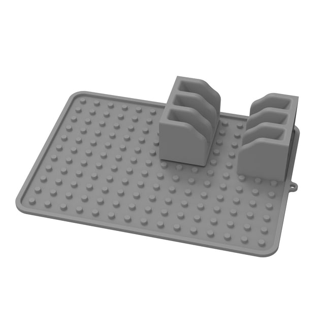BUYISI Silicone Drain Mat For Kitchen with Dish Holder Multi Functional Drying Pad For Tableware and Kitchen Essentials