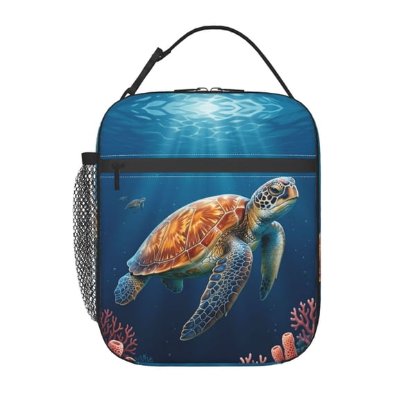 Sea Turtle Lunch Bag Insulated Reusable Lunch Box Office Work Travel Commute Ocean Theme Marine Life Thermal Cooler Case Pouch Food Carrier