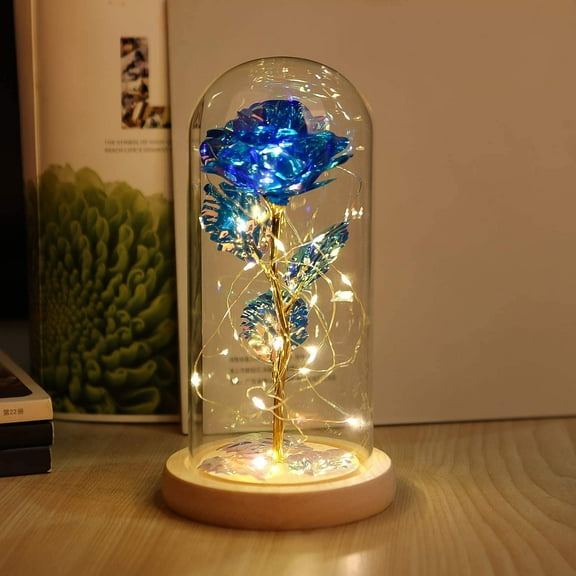 Beauty and The Beast Rose Enchanted Flower with LED Light in Glass Dome for Christmas Valentine's Day Mother's Day Birthday Best Gifts for Girlfriend Wife Women Her