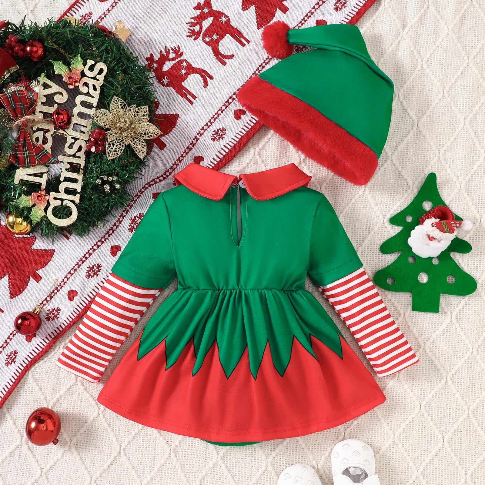 Christmas Bodysuit Holiday Party Outfit Soft Hooded Romper Jumpsuit For Baby Boys Toddler Winter Playwear