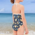 thumbnail image 4 of SEANATIVE Lace Up Swimsuit One Piece Size 7-8 Y Breathable Gymnastics Leotards Dancewear Butterfly Chicken Beach Hawaii Swimsuit Girls Blue, 4 of 5