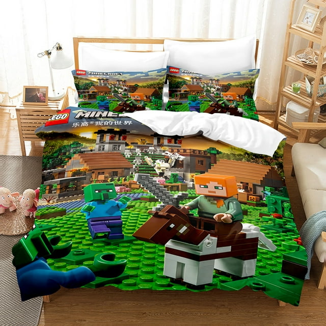 siniker Bedding Set Kids Quilt Cover 3D Cartoon Playing Bed Cover Set with Pillowcase and Zipper Closure