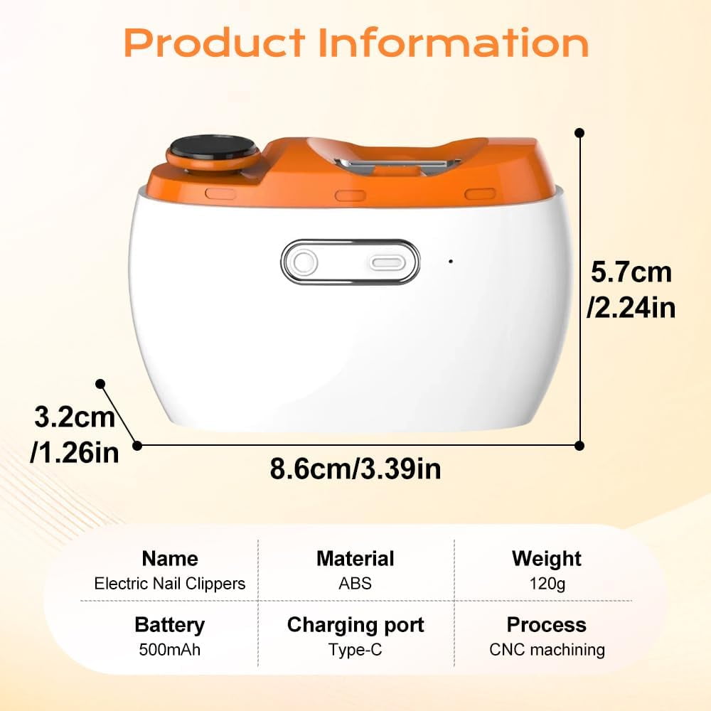 ABPETE Electric Nail Clipper,Nail Clippers File for Seniors,2 Speeds Automatic Fingernail Nail Trimmer,Electric Toe Nail Clippers USB Rechargeable for Adults,Baby,Kids (1PC)